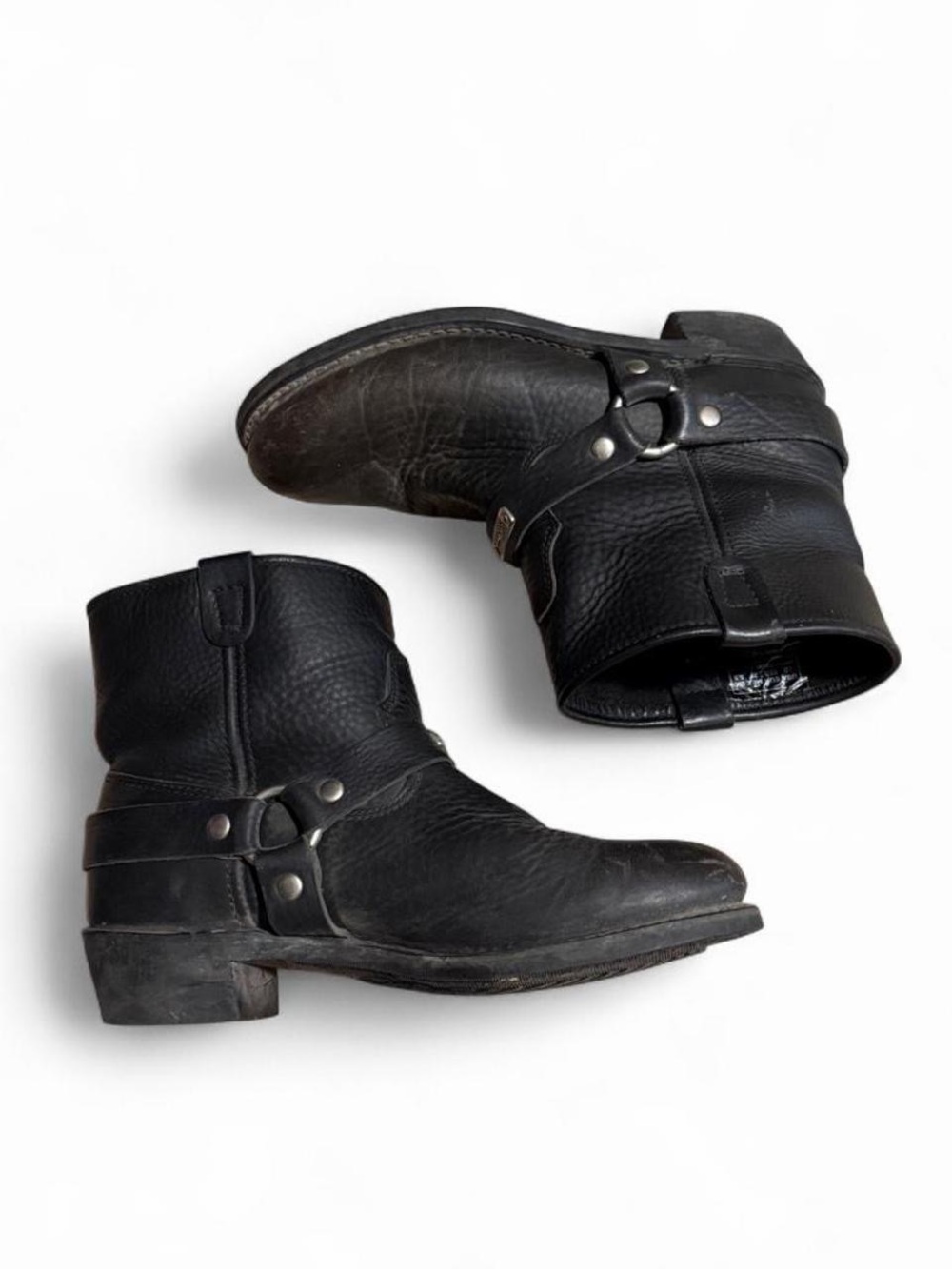 Women's Harley Davidson Black Leather Western Motorcycle Harness Boots